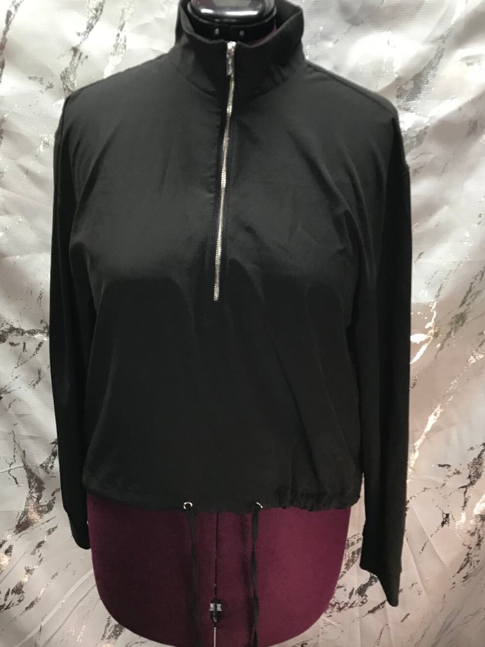 Women's Athletic Half Zip Pullover Jacket w/Adjustable Drawstring